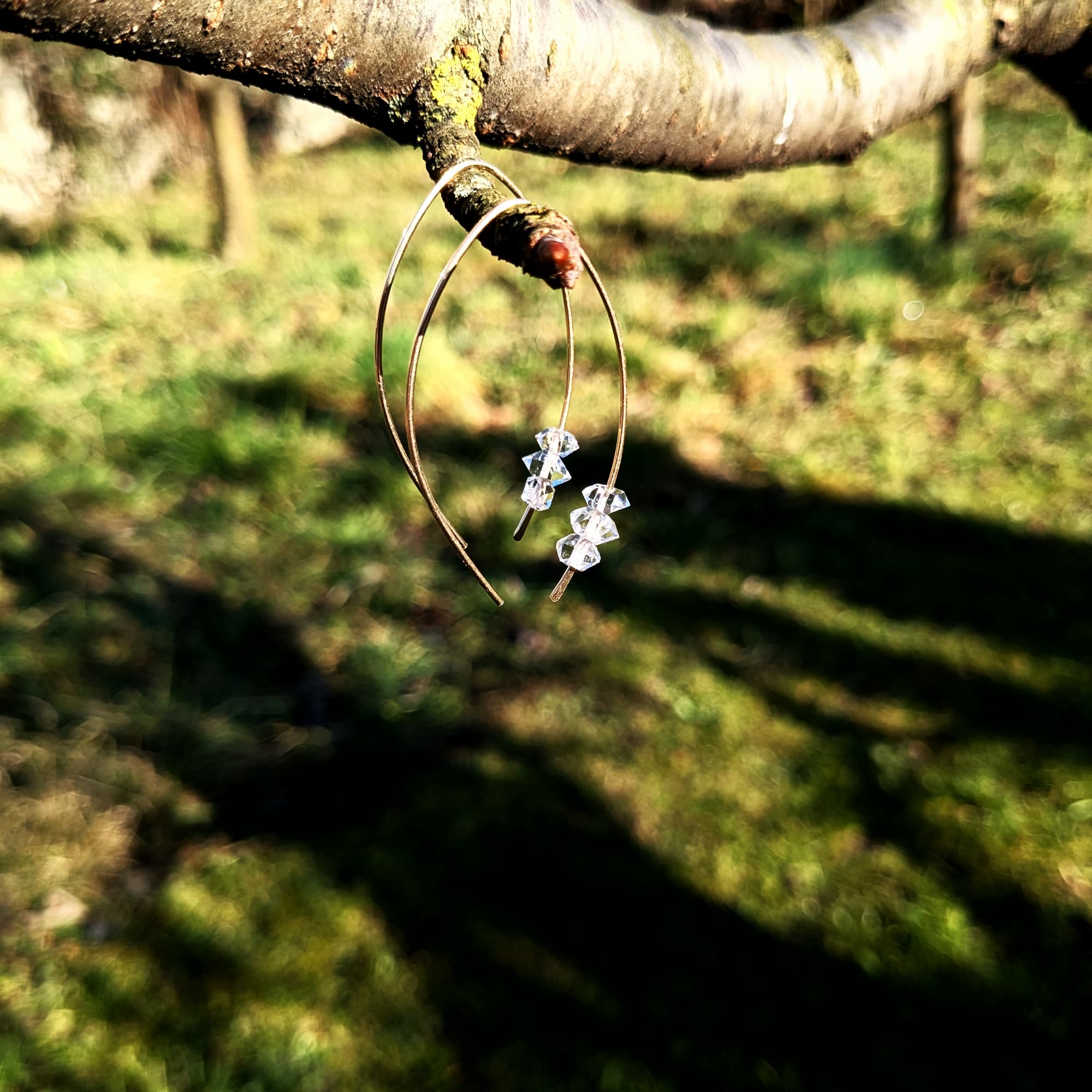 Herkimer Diamond Earrings Gold 14k 18k Handmade