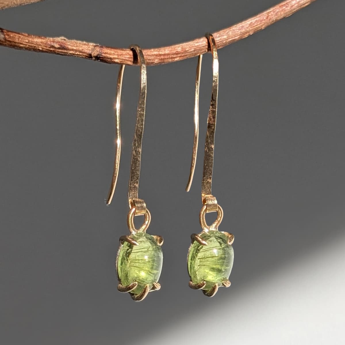 Tourmaline Earrings Gold Silver Handmade