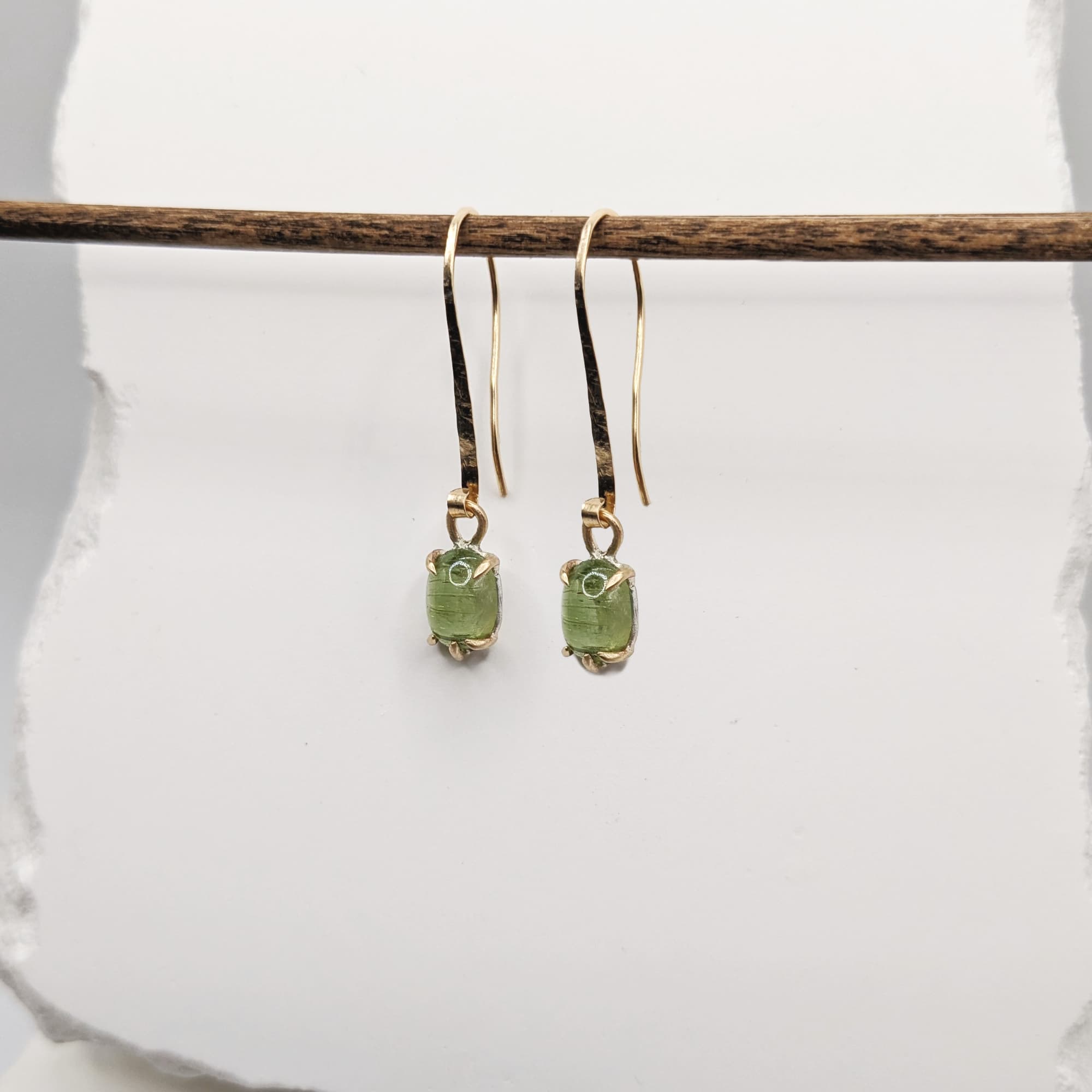 Tourmaline Earrings Gold Silver Handmade