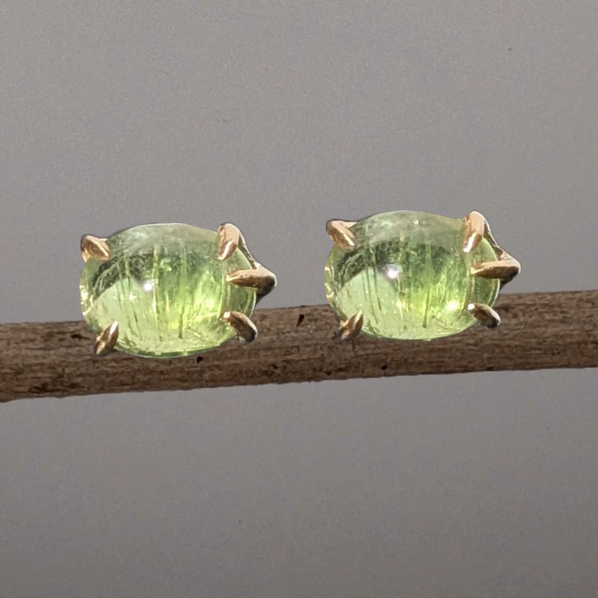 Tourmaline Stud Earrings Gold Silver Handmade