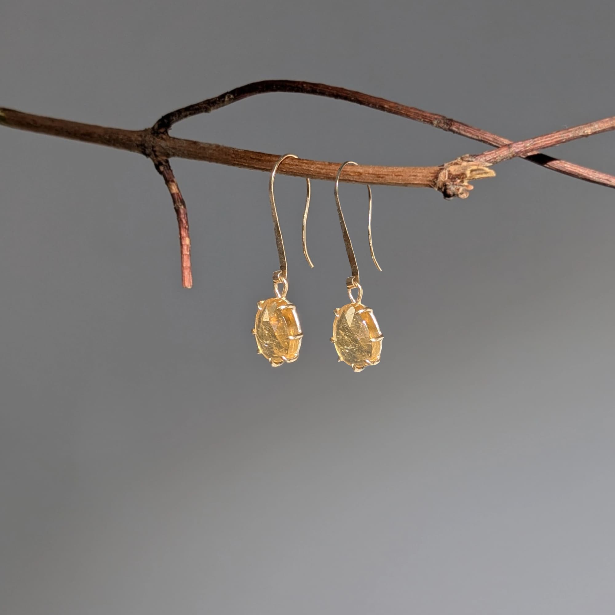 Citrine Earrings Gold Silver Handmade