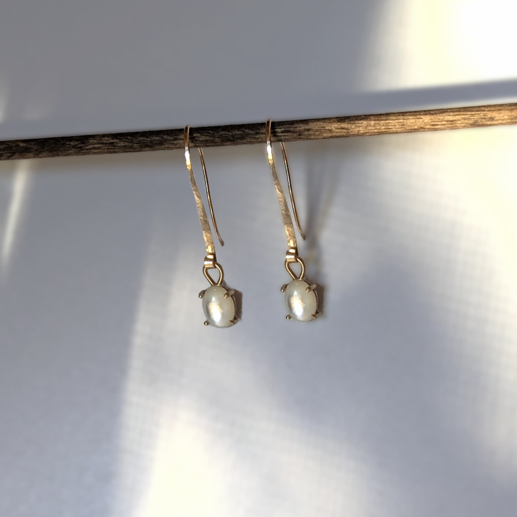 Mother of Pearl Earrings Gold Silver Handmade