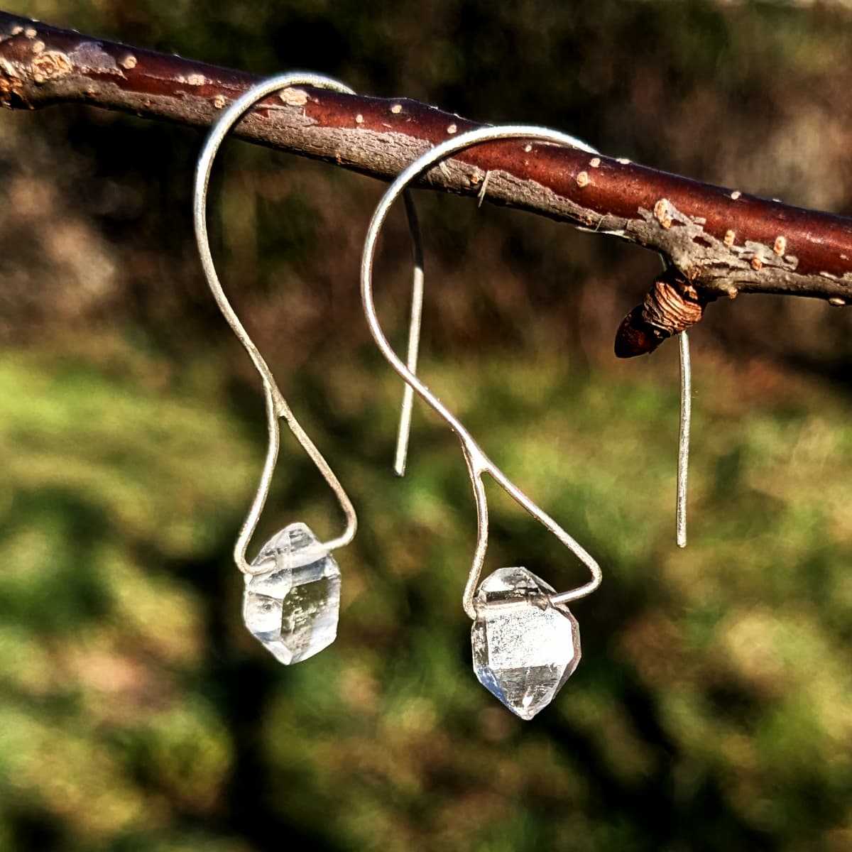 Herkimer Diamond Earrings Gold Silver Handmade