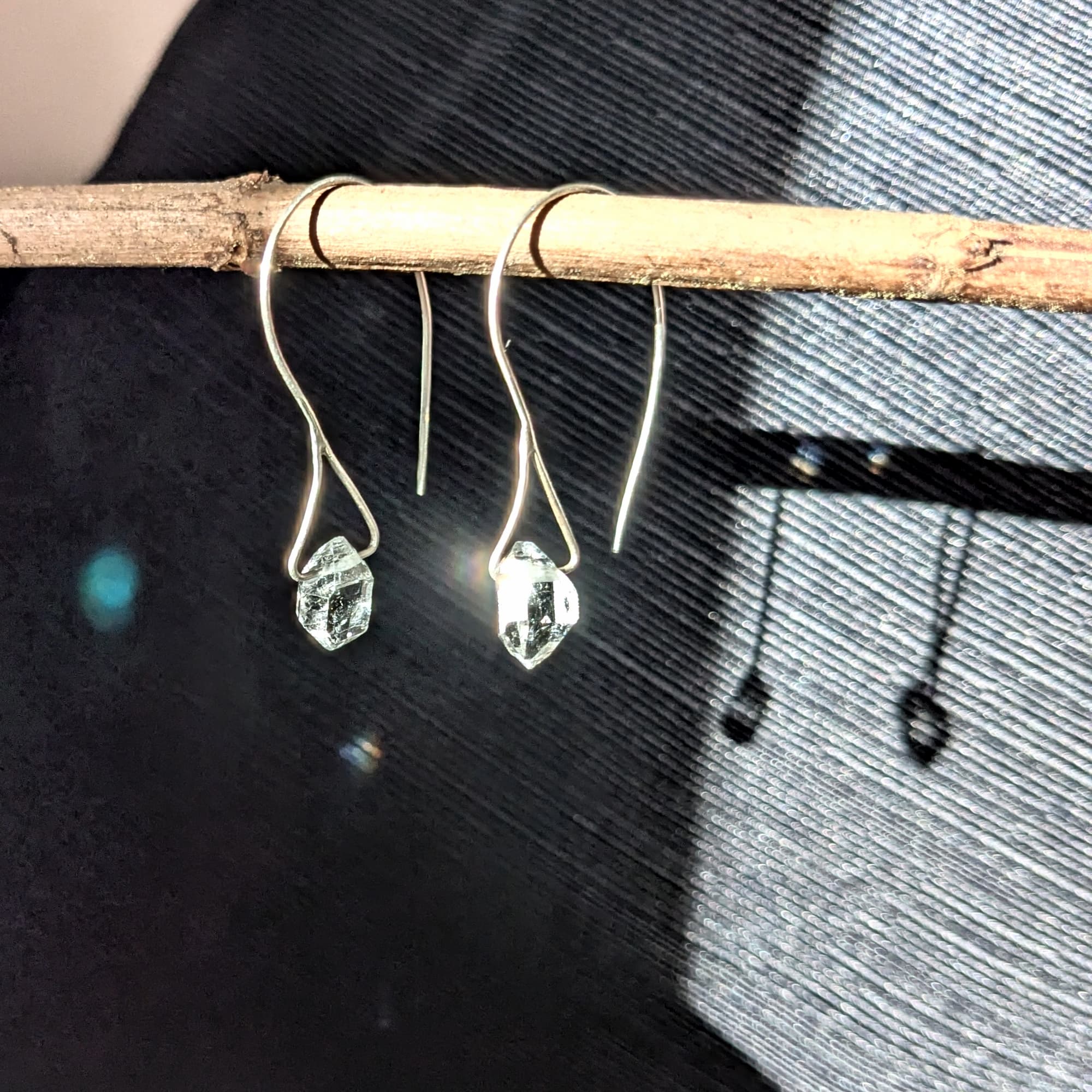Herkimer Diamond Earrings Gold Silver Handmade