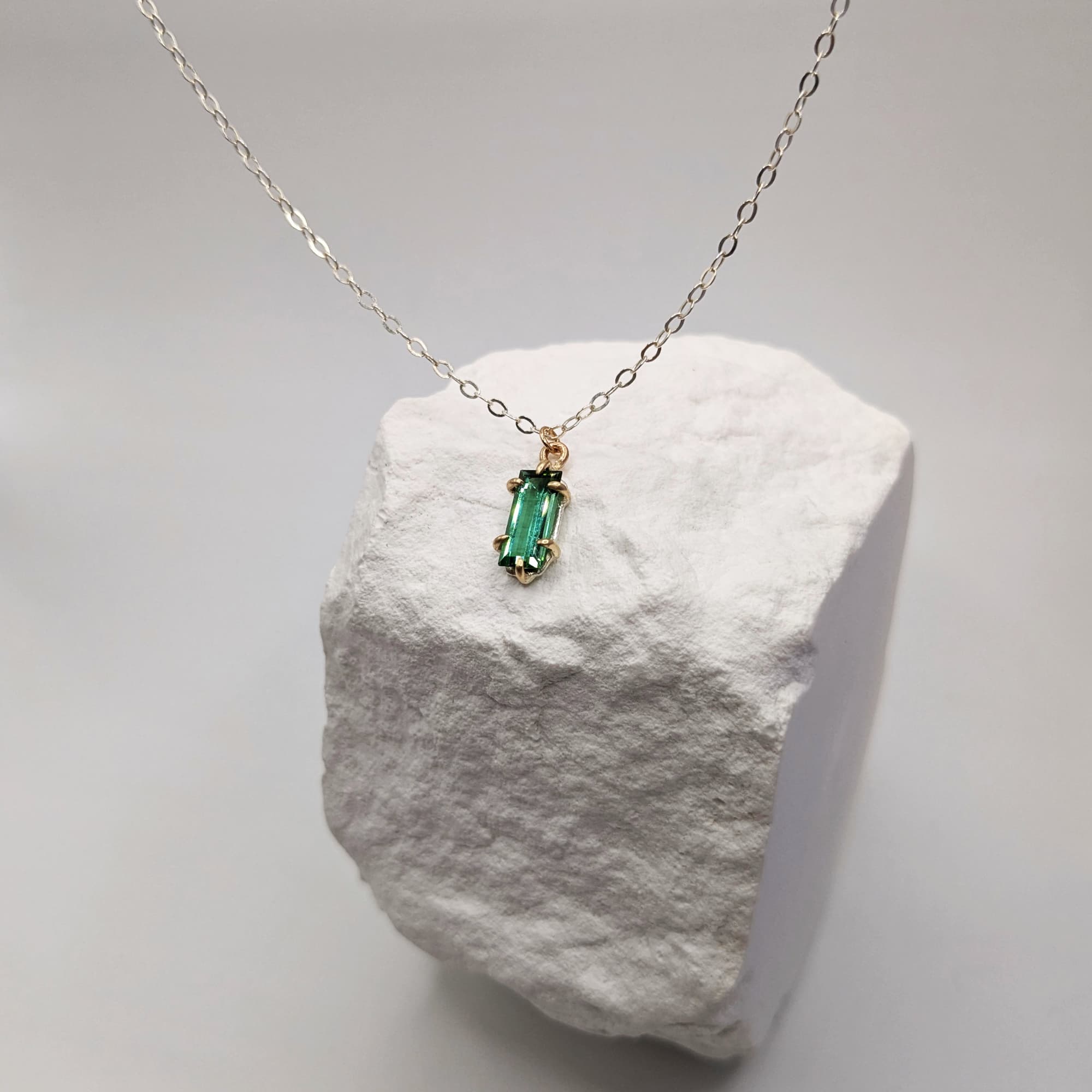Tourmaline Necklace Gold Silver Handmade
