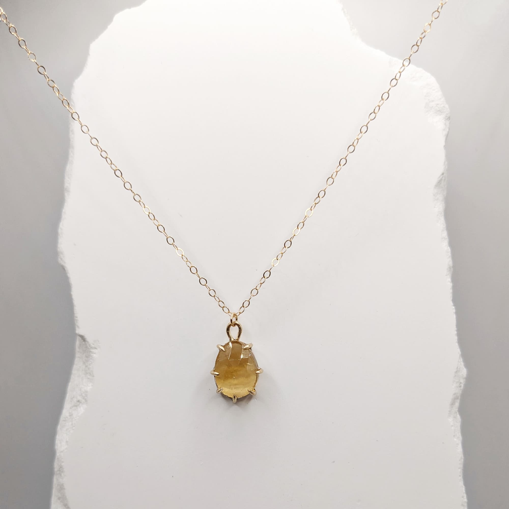 Citrine Necklace Gold Silver Handmade