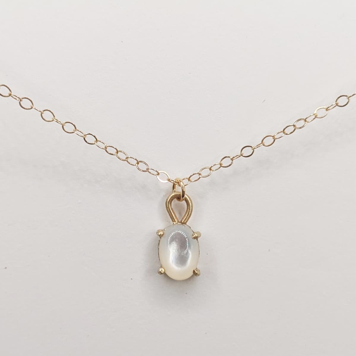 Mother of Pearl Necklace Gold Silver Handmade