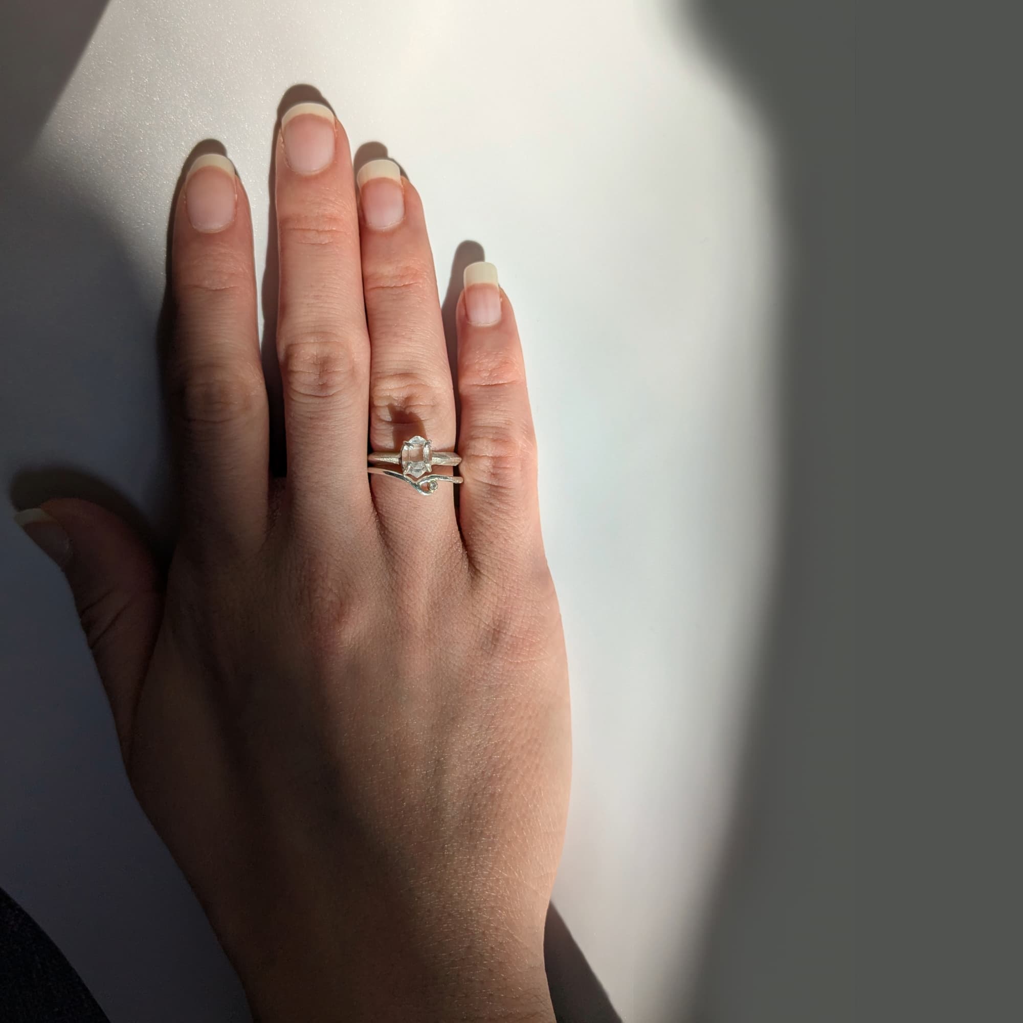 Handmade Herkimer Diamond Ring Gold Silver