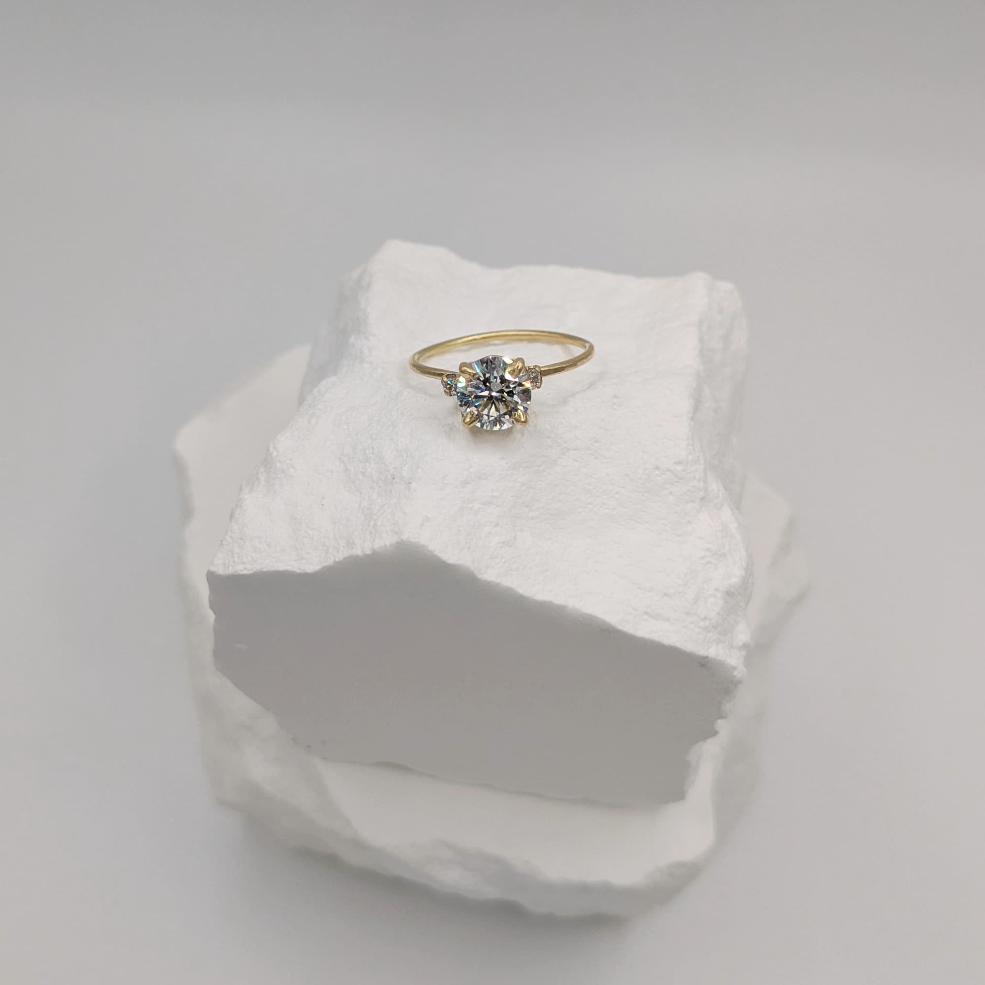 Unique Diamond Gold Engagement Ring Handmade