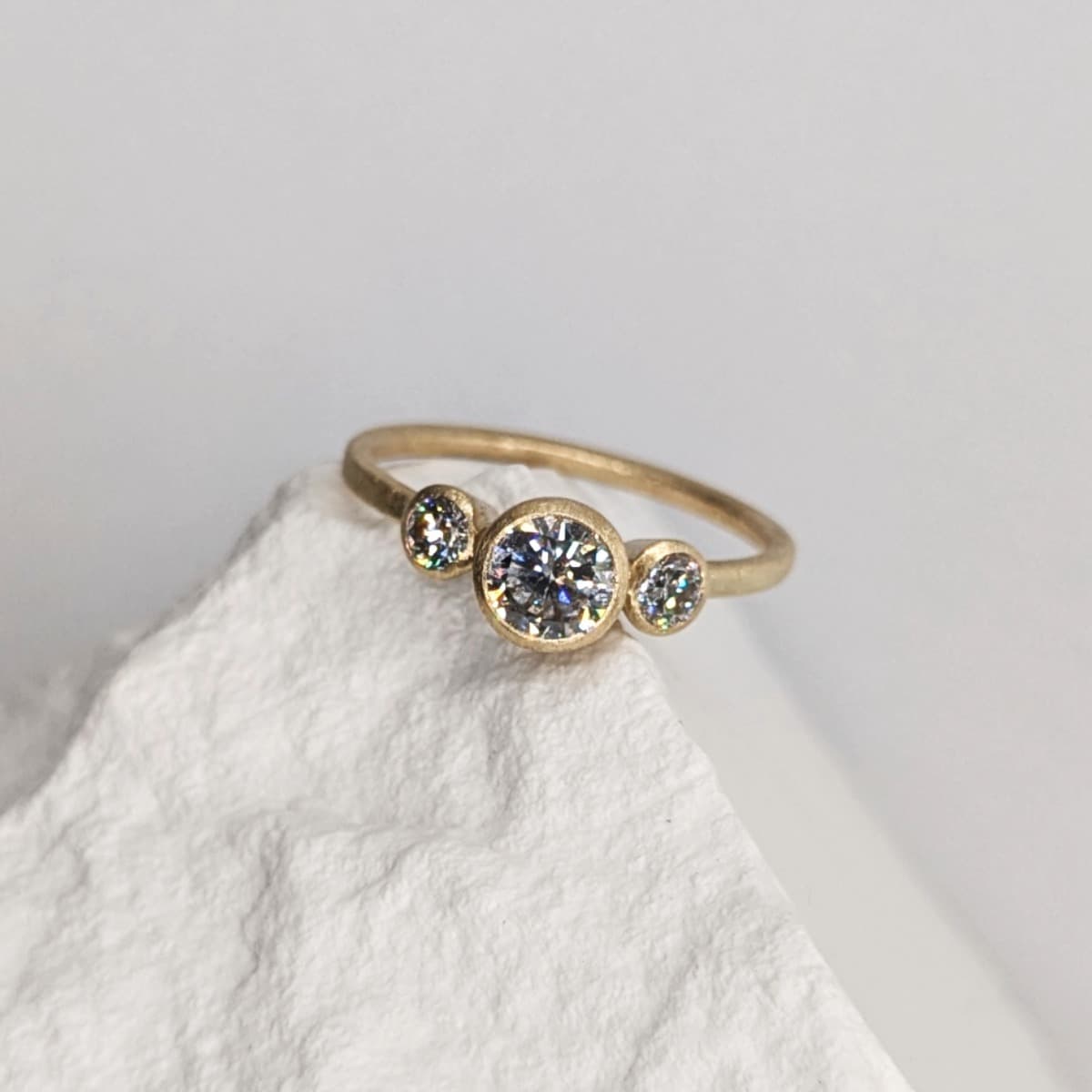 Unique Diamond Gold Engagement Ring Handmade