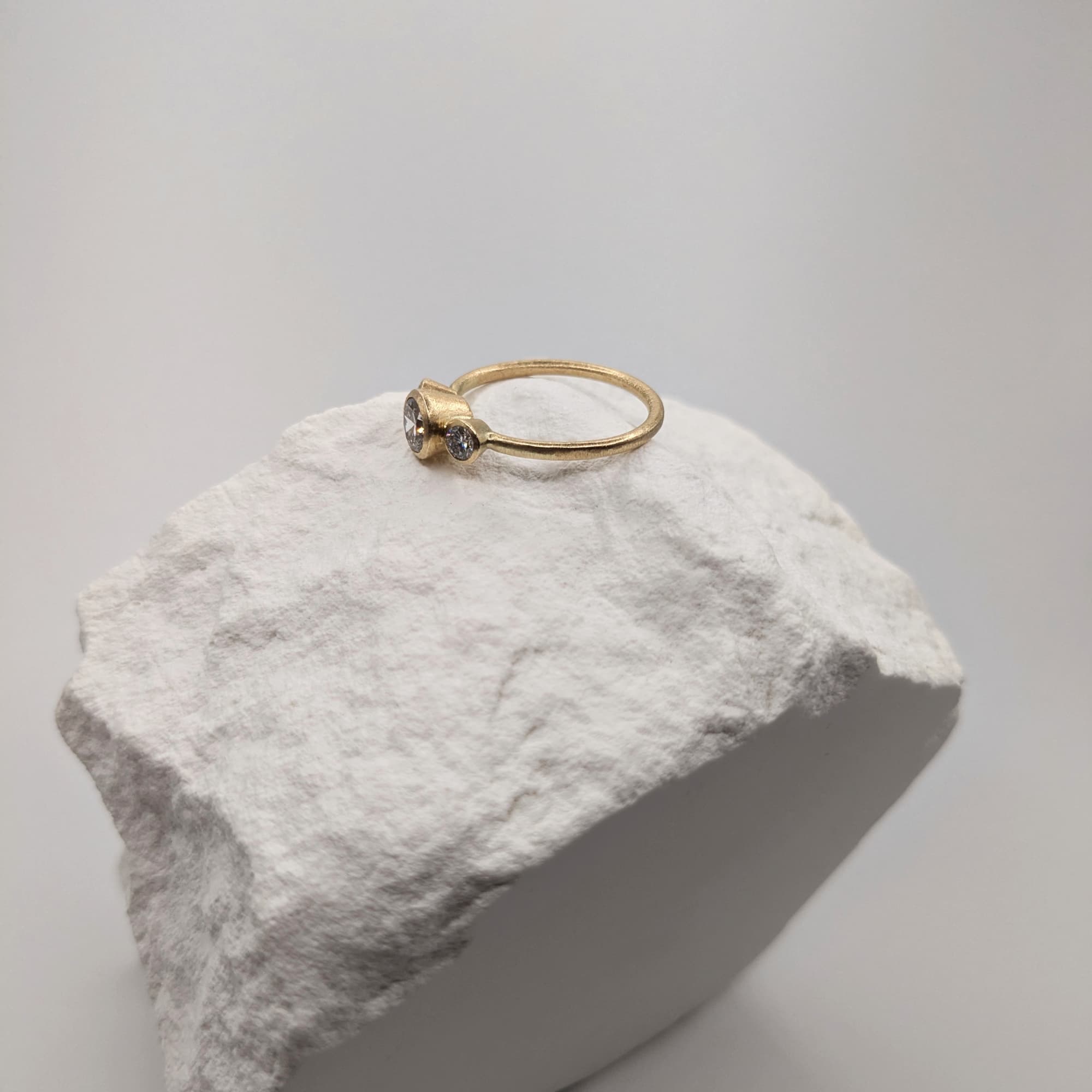 Unique Diamond Gold Engagement Ring Handmade