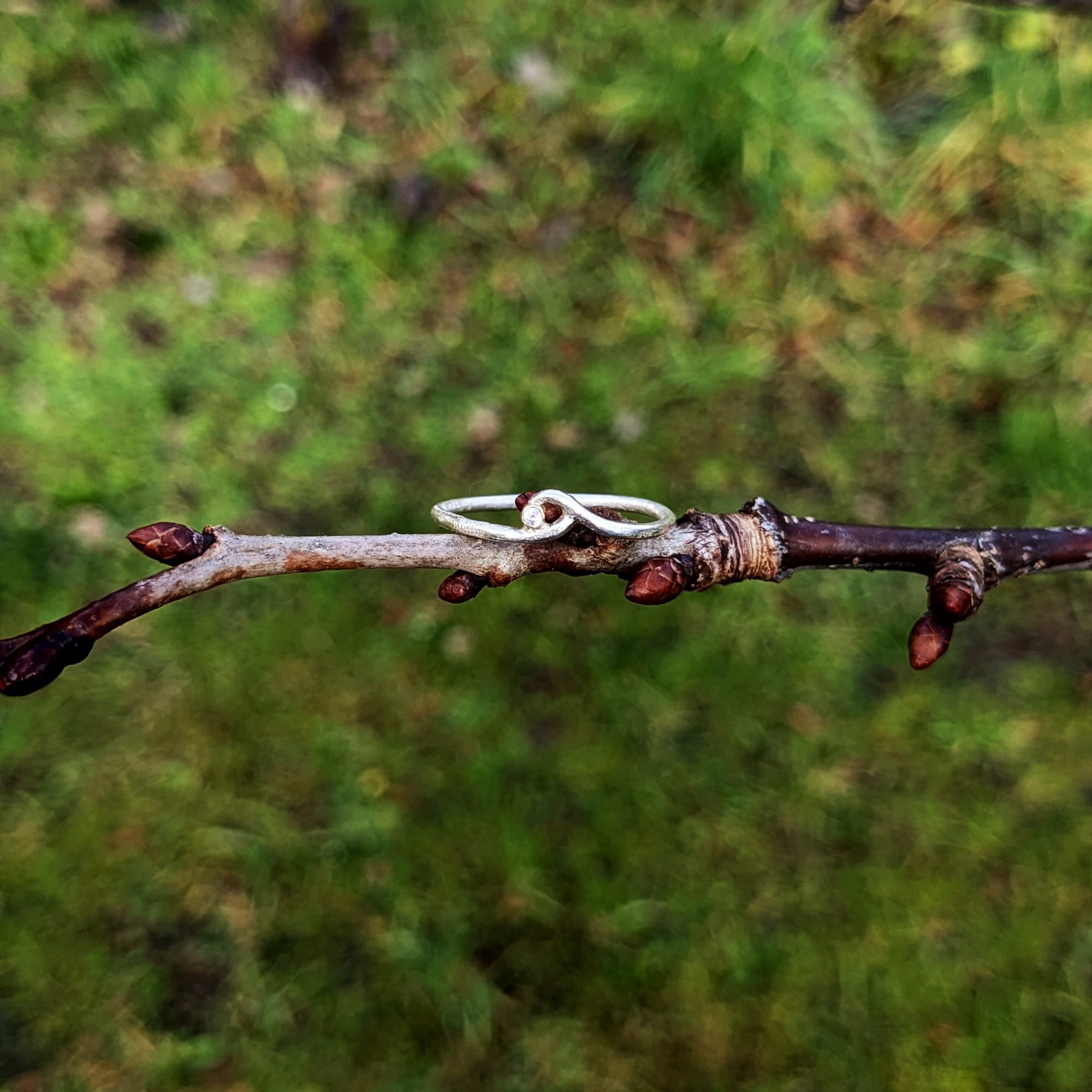 Gold Diamond Ring Silver Handmade