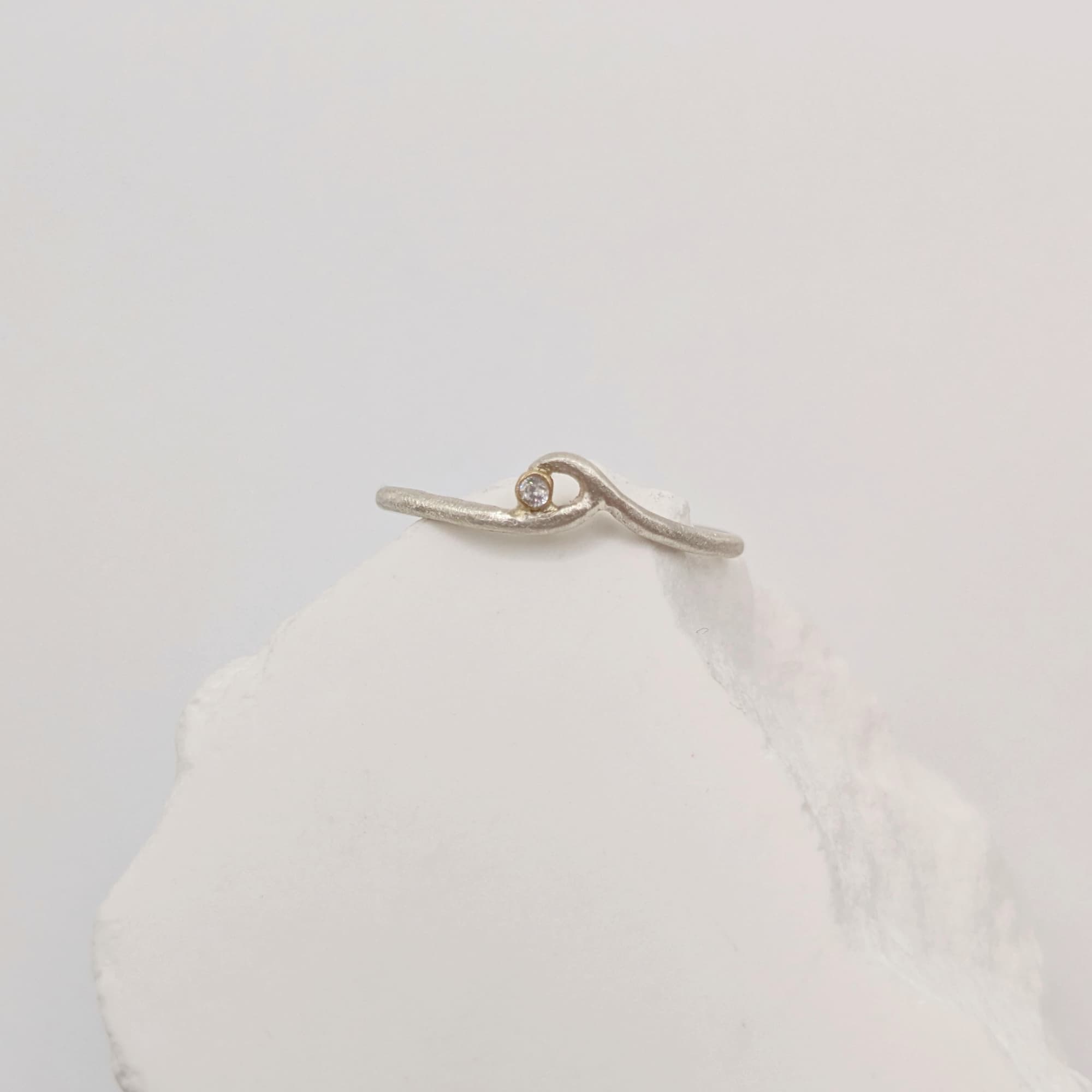 Gold Diamond Ring Silver Handmade