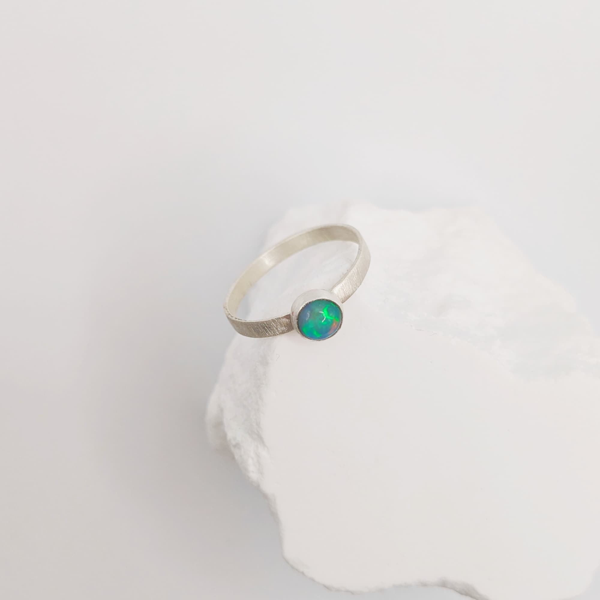 Opal Ring Gold Silver Handmade