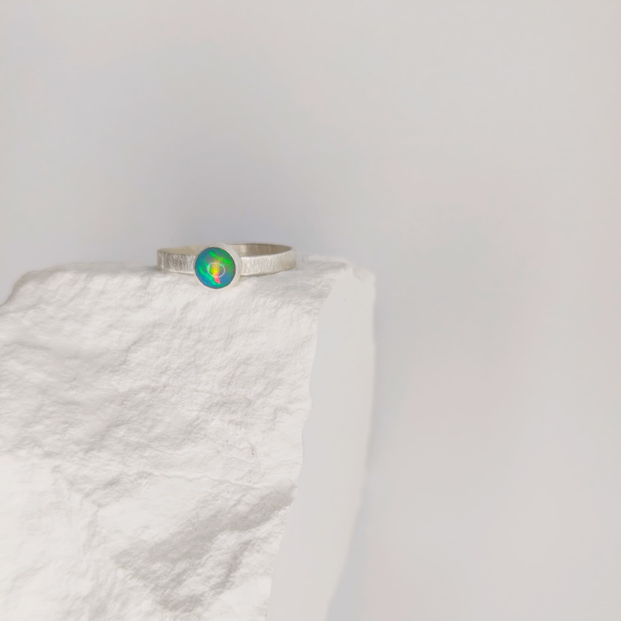 Opal Ring Gold Silver Handmade